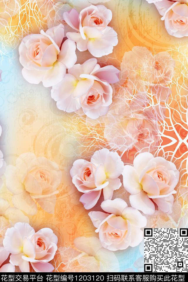 数码华亿平台花卉1/2接数码印花华亿平台下载（图片编号: 1203120） - 瓦栏（Walan）