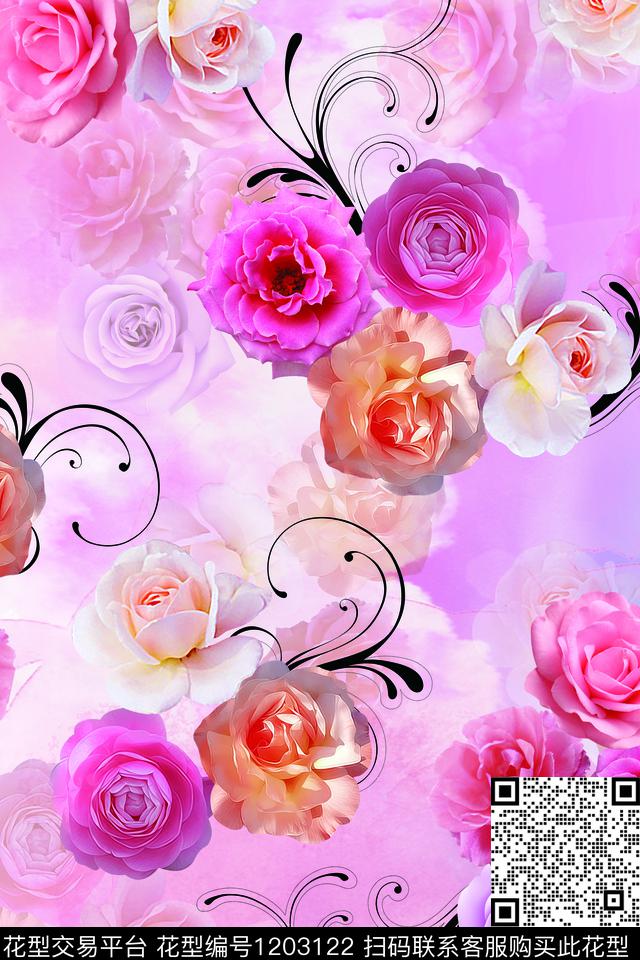 数码华亿平台花卉1/2接数码印花华亿平台下载（图片编号: 1203122） - 瓦栏（Walan）