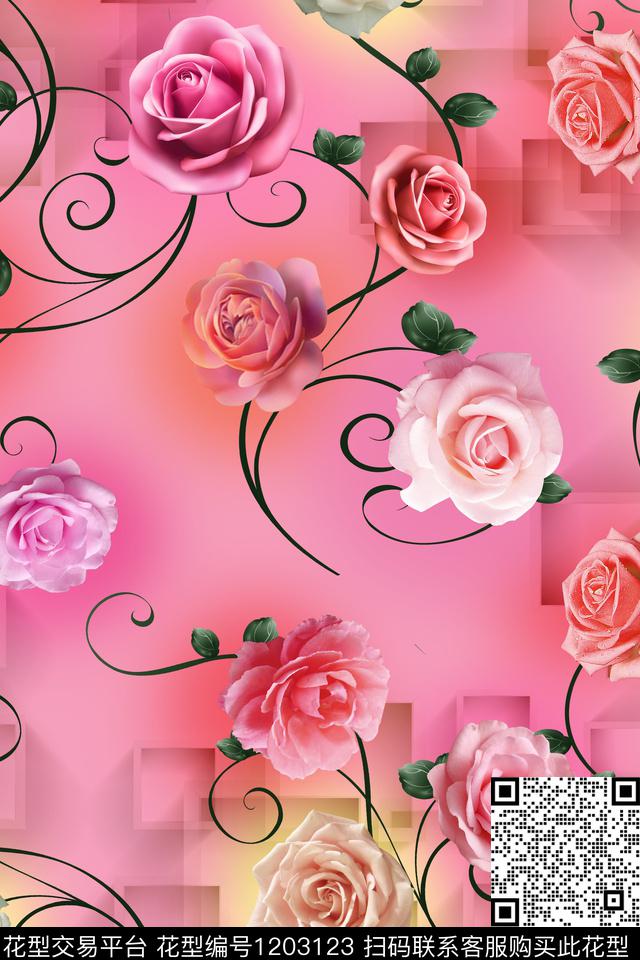 数码华亿平台花卉1/2接数码印花华亿平台下载（图片编号: 1203123） - 瓦栏（Walan）
