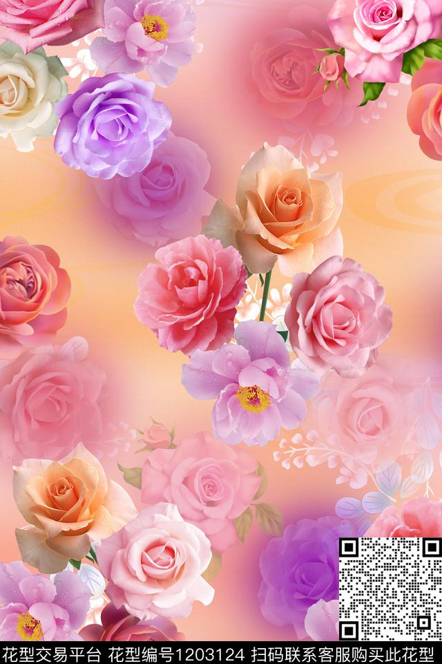 数码华亿平台花卉1/2接数码印花华亿平台下载（图片编号: 1203124） - 瓦栏（Walan）