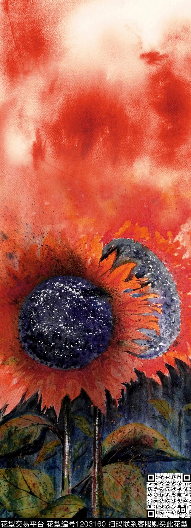 向日葵数码印花华亿平台下载（图片编号: 1203160） - 瓦栏（Walan）