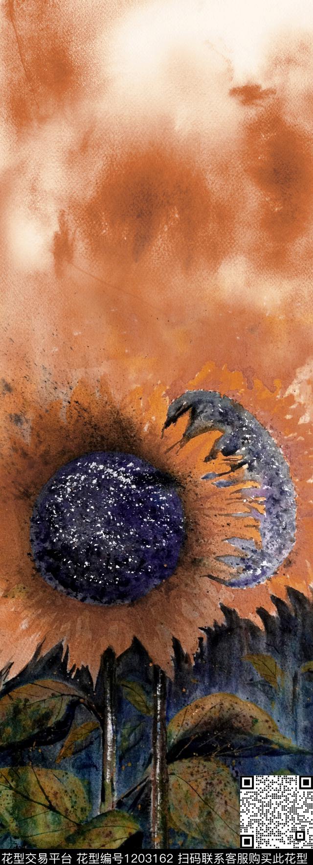 郁金香绣球花向日葵数码印花华亿平台下载（图片编号: 1203162） - 瓦栏（Walan）