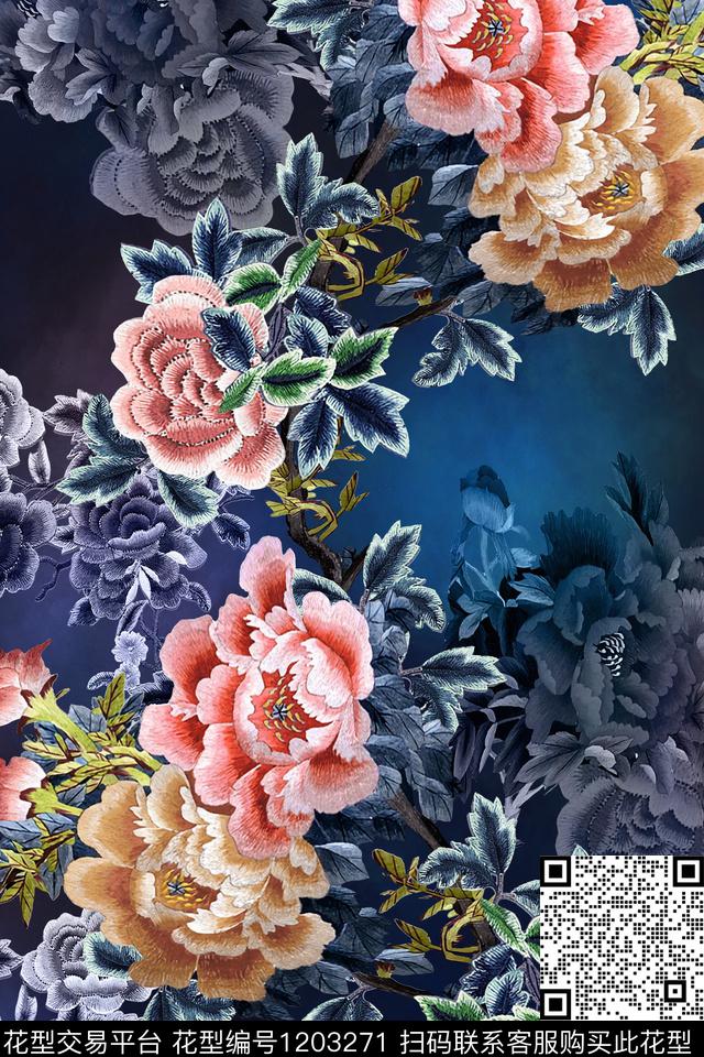 大牌风香云纱复古数码印花华亿平台下载（图片编号: 1203271） - 瓦栏（Walan）