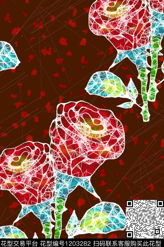 线条插画创意数码印花华亿平台下载（图片编号: 1203282） - 瓦栏（Walan）