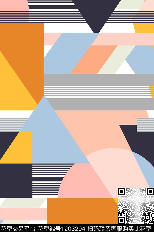 格子大牌风定位花数码印花华亿平台下载（图片编号: 1203294） - 瓦栏（Walan）