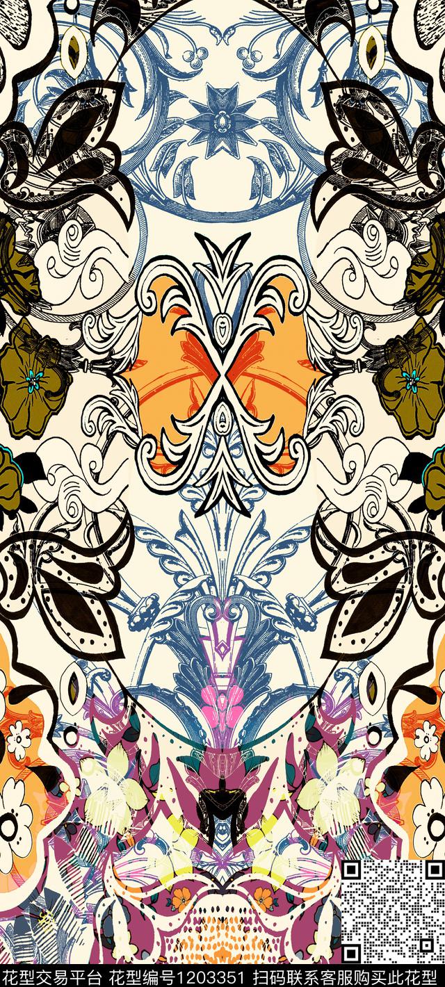 女装数码华亿平台几何数码印花华亿平台下载（图片编号: 1203351） - 瓦栏（Walan）