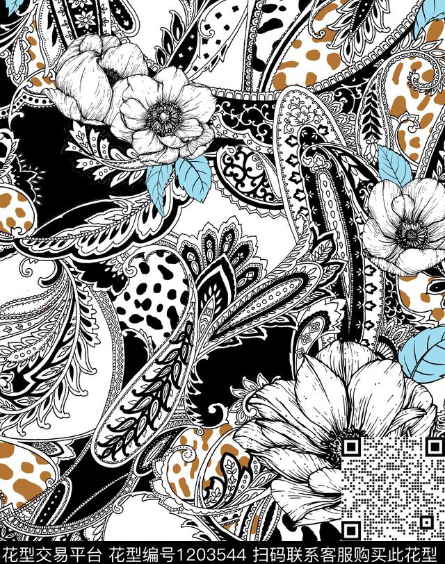 休闲花卉混合印花数码印花华亿平台下载（图片编号: 1203544） - 瓦栏（Walan）