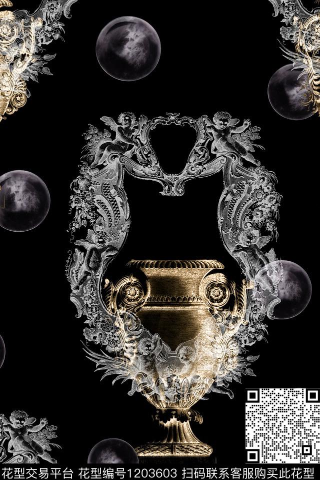 几何花瓶复古数码印花华亿平台下载（图片编号: 1203603） - 瓦栏（Walan）