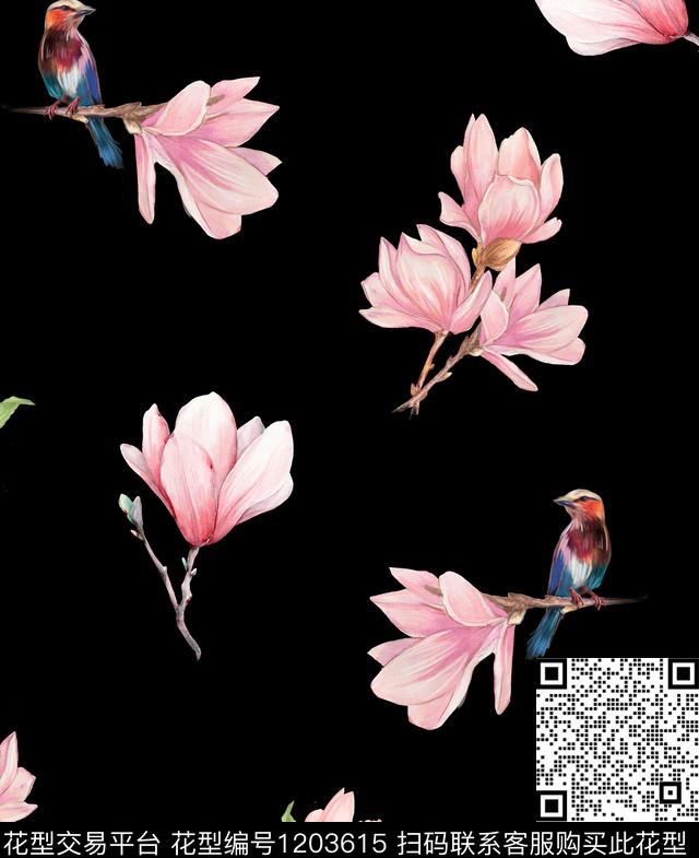 女装数码华亿平台清爽底花卉数码印花华亿平台下载（图片编号: 1203615） - 瓦栏（Walan）