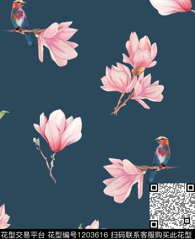 女装数码华亿平台清爽底花卉数码印花华亿平台下载（图片编号: 1203616） - 瓦栏（Walan）