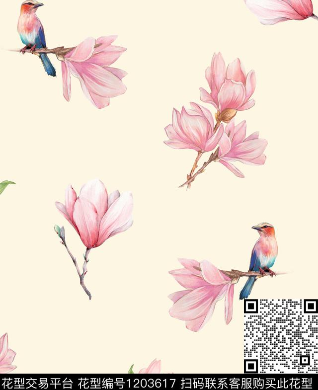 女装数码华亿平台清爽底花卉数码印花华亿平台下载（图片编号: 1203617） - 瓦栏（Walan）