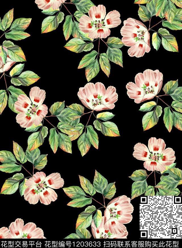 女装数码华亿平台清爽底花卉数码印花华亿平台下载（图片编号: 1203633） - 瓦栏（Walan）