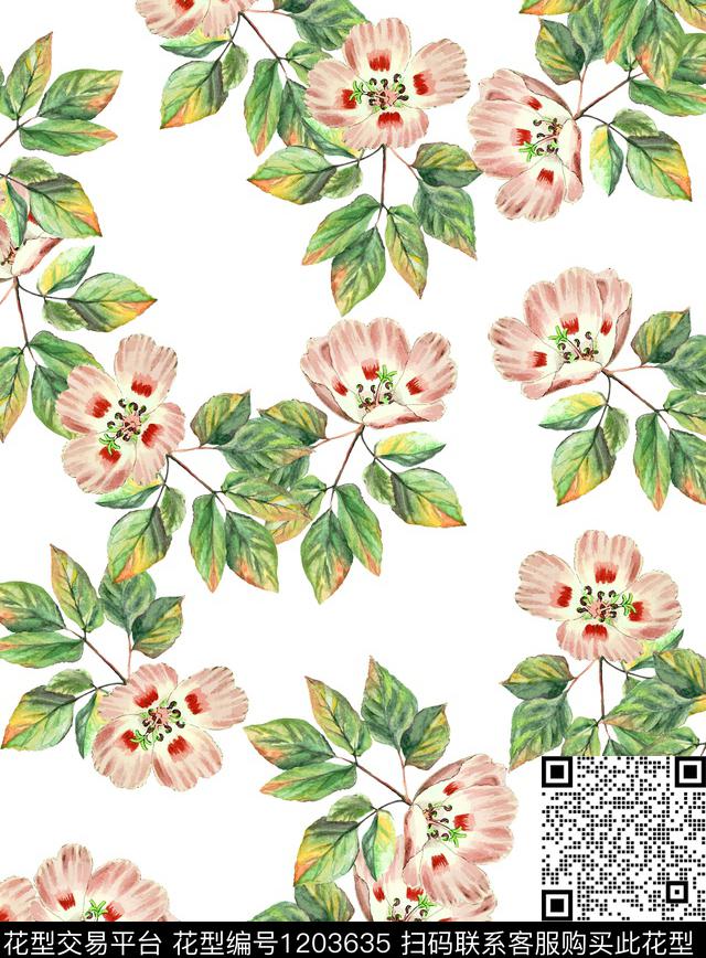 女装数码华亿平台清爽底花卉数码印花华亿平台下载（图片编号: 1203635） - 瓦栏（Walan）