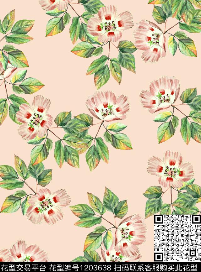 女装数码华亿平台清爽底花卉数码印花华亿平台下载（图片编号: 1203638） - 瓦栏（Walan）