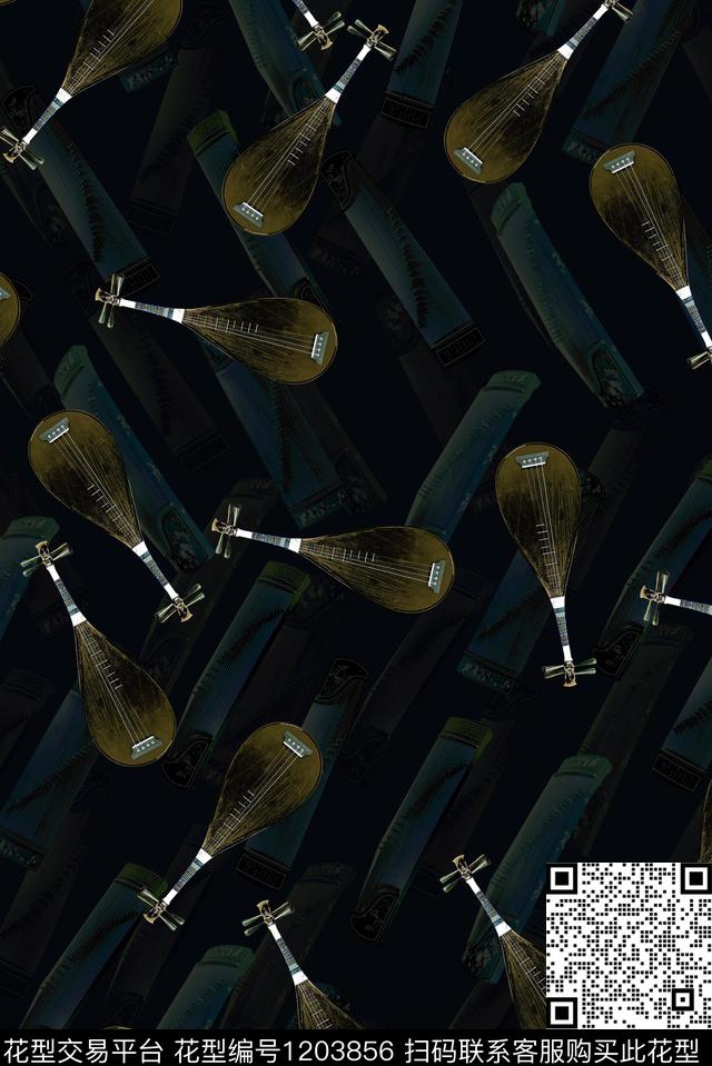 音乐男装中国风数码印花华亿平台下载（图片编号: 1203856） - 瓦栏（Walan）