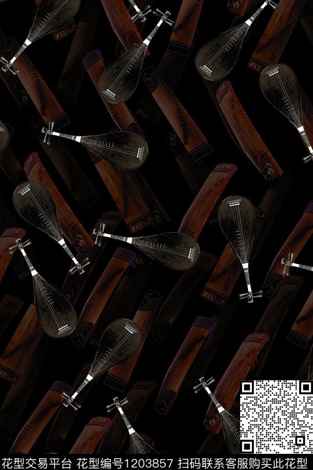 音乐男装中国风数码印花华亿平台下载（图片编号: 1203857） - 瓦栏（Walan）