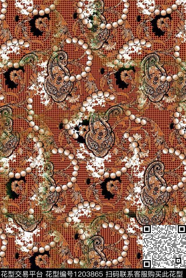 佩斯利民族花卉复古数码印花华亿平台下载（图片编号: 1203865） - 瓦栏（Walan）