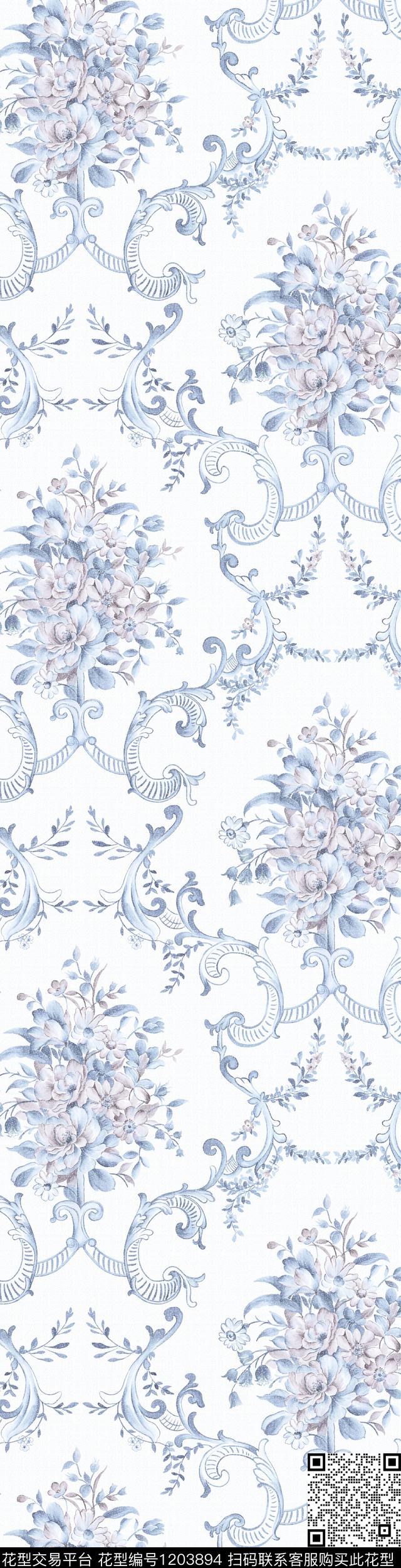 床品复古传统纹样传统印花华亿平台下载（图片编号: 1203894） - 瓦栏（Walan）