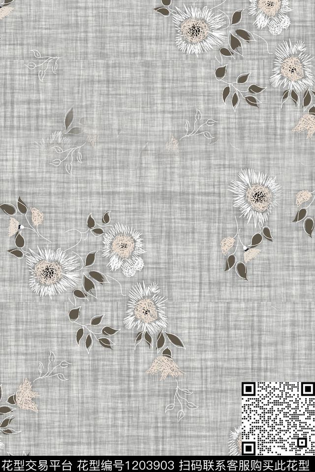 肌理复古棉麻数码印花华亿平台下载（图片编号: 1203903） - 瓦栏（Walan）