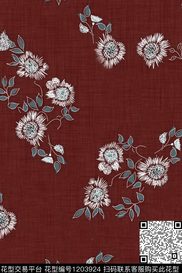 棉麻肌理复古数码印花华亿平台下载（图片编号: 1203924） - 瓦栏（Walan）