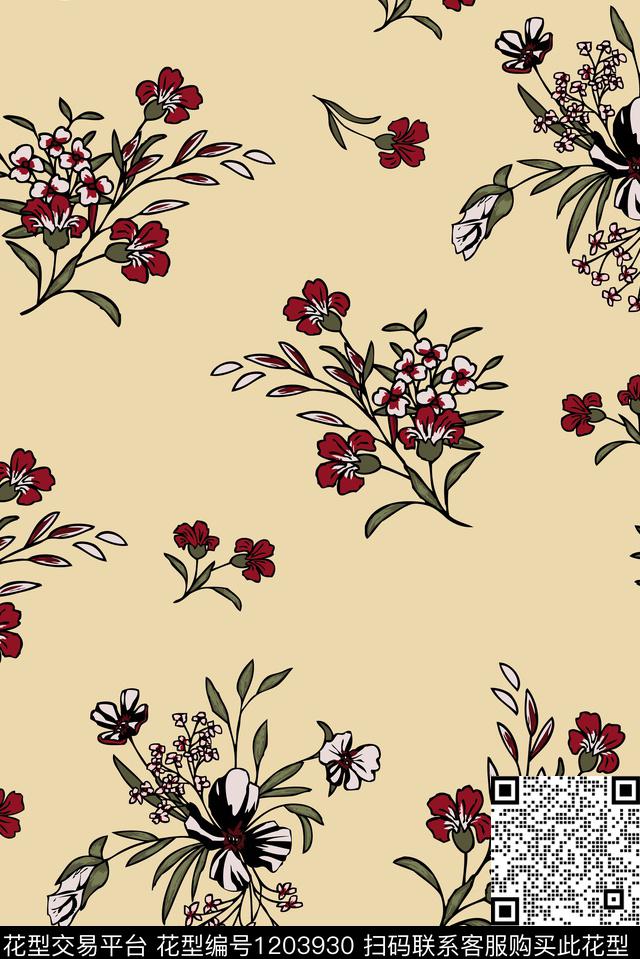 春夏华亿平台花卉小碎花数码印花华亿平台下载（图片编号: 1203930） - 瓦栏（Walan）