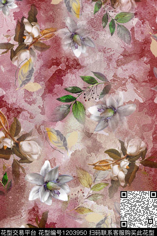 时尚棉麻花卉数码印花华亿平台下载（图片编号: 1203950） - 瓦栏（Walan）