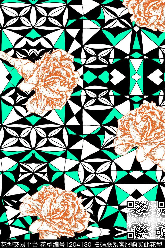 春夏华亿平台几何大牌风传统印花华亿平台下载（图片编号: 1204130） - 瓦栏（Walan）