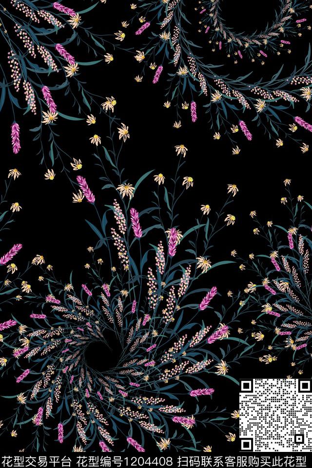 花卉树枝绿植树叶数码印花华亿平台下载（图片编号: 1204408） - 瓦栏（Walan）