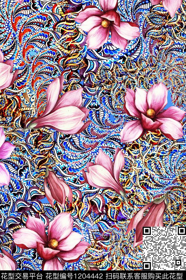 女装数码华亿平台花卉数码印花华亿平台下载（图片编号: 1204442） - 瓦栏（Walan）