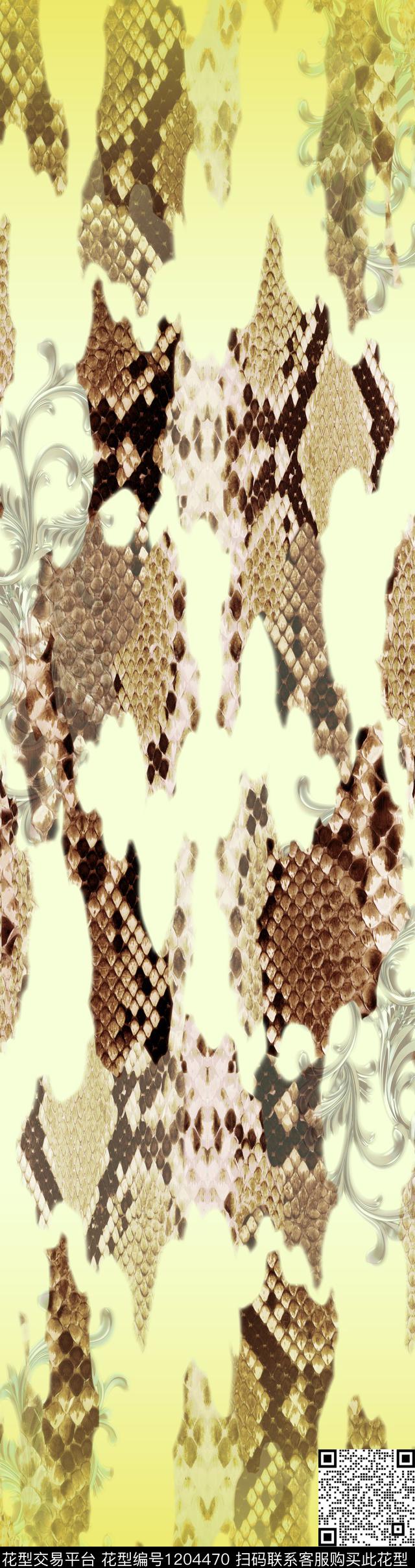 蛇纹雪纺中长巾数码印花华亿平台下载（图片编号: 1204470） - 瓦栏（Walan）
