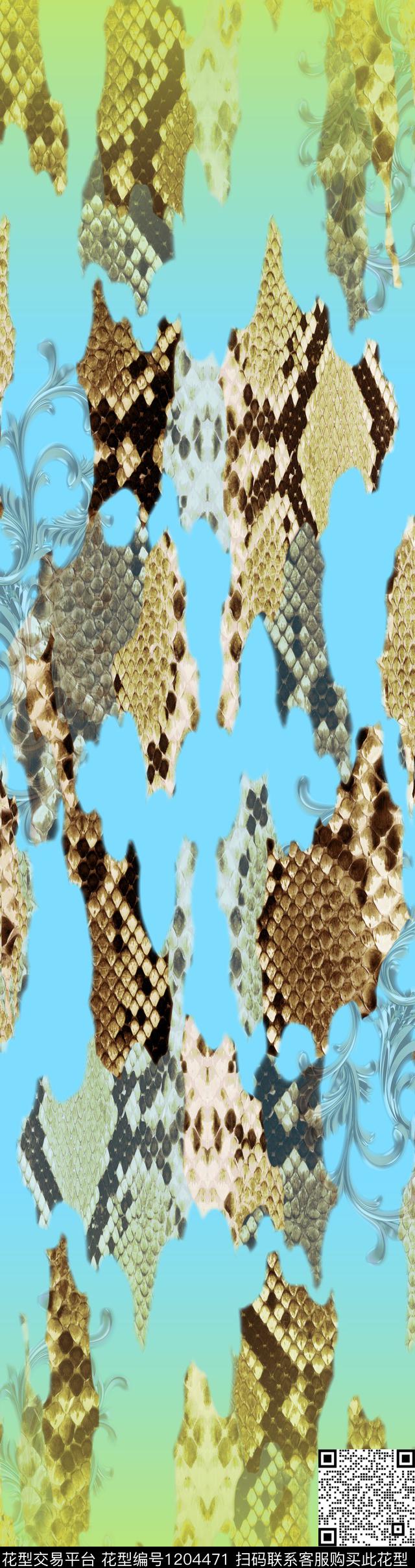 蛇纹雪纺中长巾数码印花华亿平台下载（图片编号: 1204471） - 瓦栏（Walan）