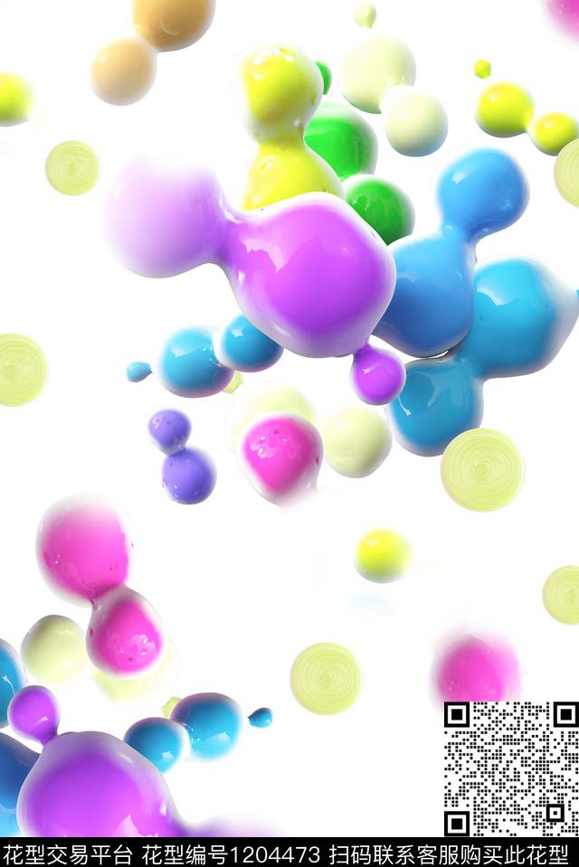 春夏华亿平台趣味几何数码印花华亿平台下载（图片编号: 1204473） - 瓦栏（Walan）