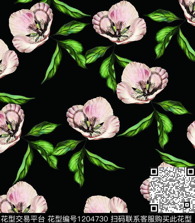 女装数码华亿平台清爽底花卉数码印花华亿平台下载（图片编号: 1204730） - 瓦栏（Walan）