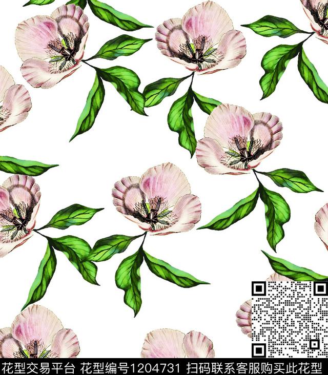 女装数码华亿平台清爽底花卉数码印花华亿平台下载（图片编号: 1204731） - 瓦栏（Walan）