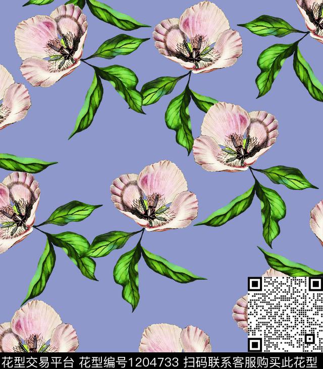 女装数码华亿平台清爽底花卉数码印花华亿平台下载（图片编号: 1204733） - 瓦栏（Walan）