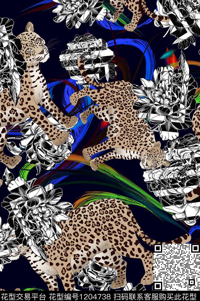 大牌风男装豹子数码印花华亿平台下载（图片编号: 1204738） - 瓦栏（Walan）