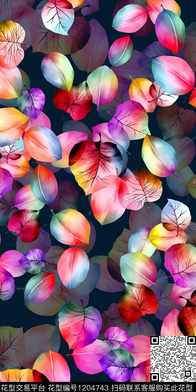 数码华亿平台手绘花卉数码印花华亿平台下载（图片编号: 1204743） - 瓦栏（Walan）