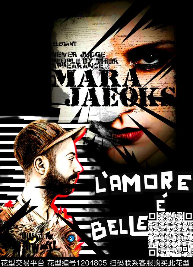 嘴唇字母大牌风数码印花华亿平台下载（图片编号: 1204805） - 瓦栏（Walan）