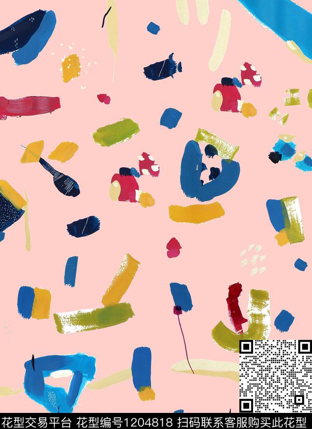 笔触油画华亿平台抽象绘画数码印花华亿平台下载（图片编号: 1204818） - 瓦栏（Walan）