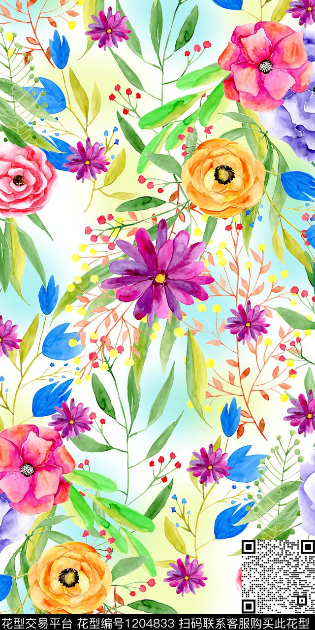 春夏华亿平台大牌风渐变数码印花华亿平台下载（图片编号: 1204833） - 瓦栏（Walan）