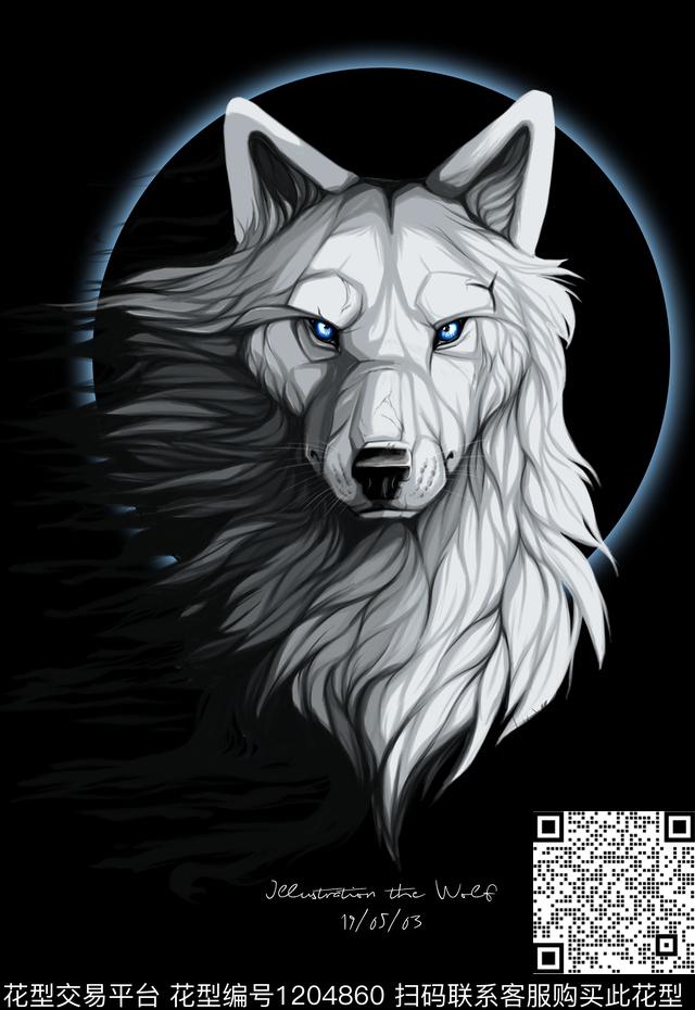 狼抽象动物数码印花华亿平台下载（图片编号: 1204860） - 瓦栏（Walan）