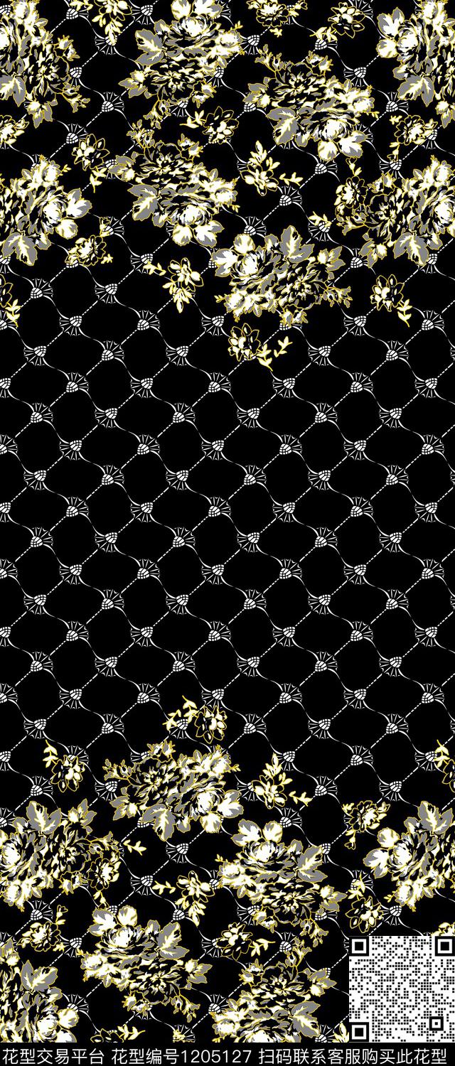 定位花中老年金边数码印花华亿平台下载（图片编号: 1205127） - 瓦栏（Walan）