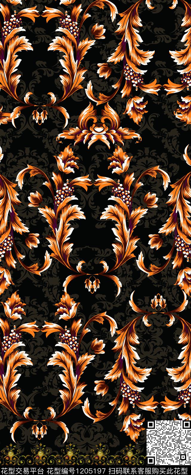 中国风定位花数码华亿平台数码印花华亿平台下载（图片编号: 1205197） - 瓦栏（Walan）