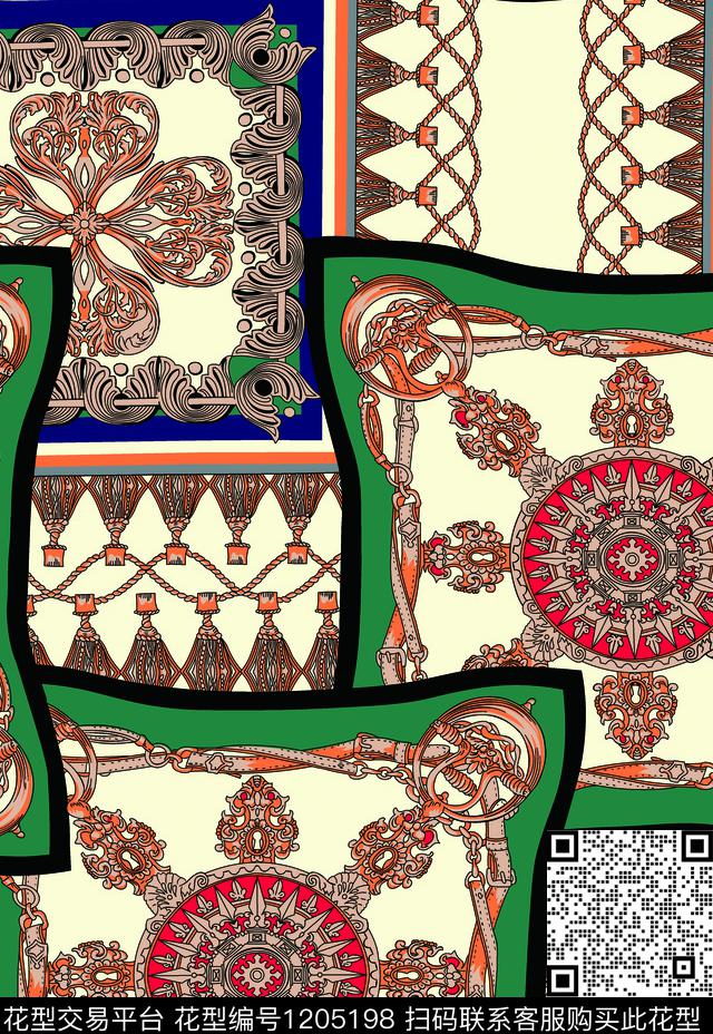 数码华亿平台二方连续定位花传统印花华亿平台下载（图片编号: 1205198） - 瓦栏（Walan）