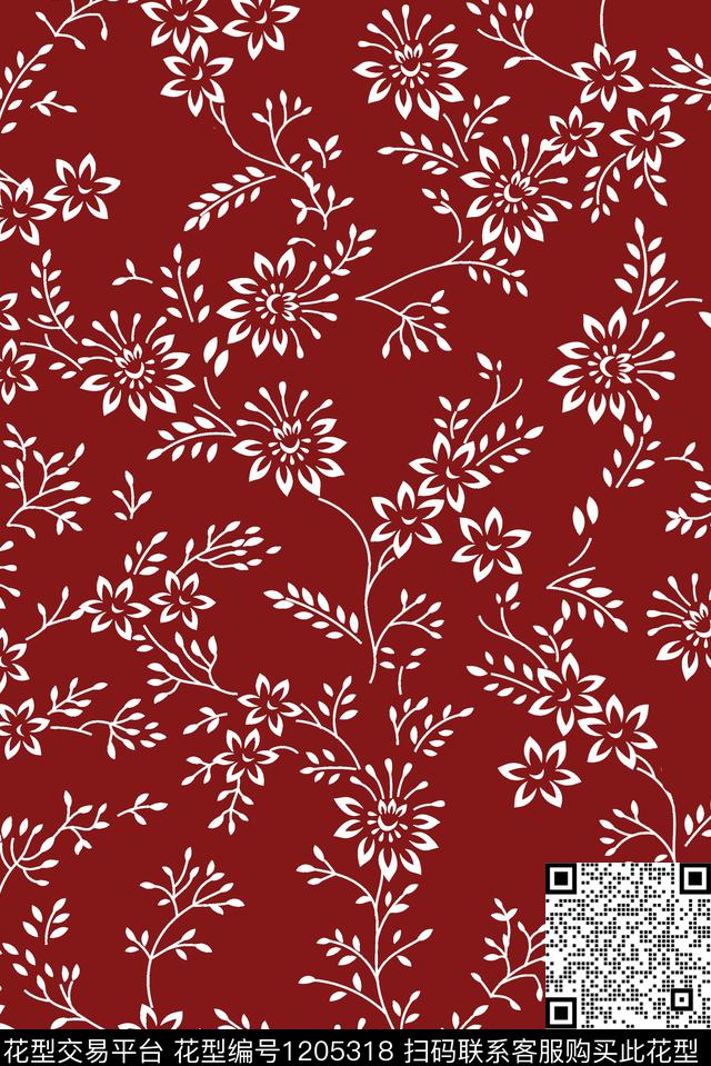 春夏华亿平台小碎花民族花卉数码印花华亿平台下载（图片编号: 1205318） - 瓦栏（Walan）