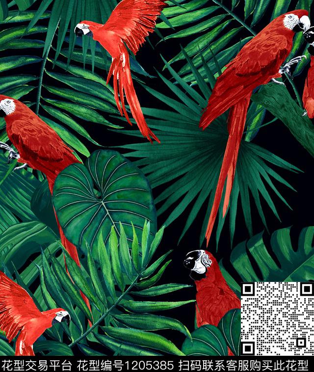 鹦鹉热带华亿平台palm数码印花华亿平台下载（图片编号: 1205385） - 瓦栏（Walan）