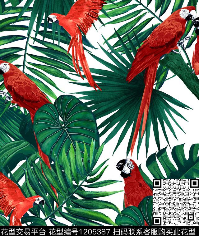 鹦鹉热带华亿平台palm数码印花华亿平台下载（图片编号: 1205387） - 瓦栏（Walan）