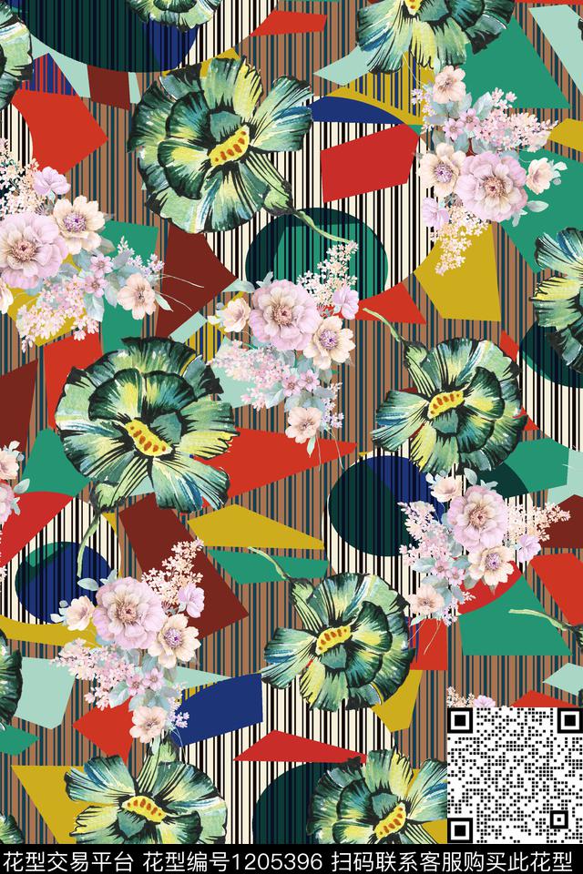 数码华亿平台彩底花卉高档旗袍数码印花华亿平台下载（图片编号: 1205396） - 瓦栏（Walan）