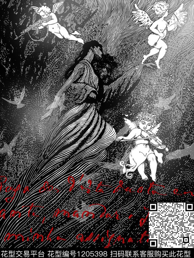 字母人物大牌风传统印花华亿平台下载（图片编号: 1205398） - 瓦栏（Walan）