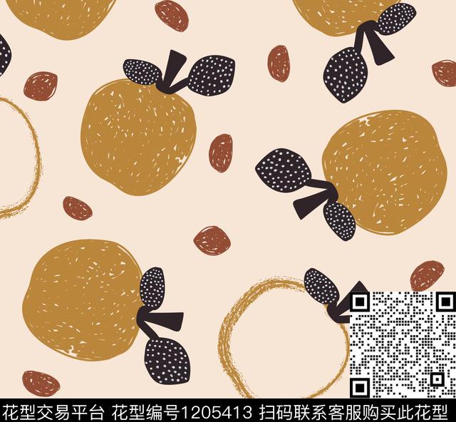 手绘苹果水果传统印花华亿平台下载（图片编号: 1205413） - 瓦栏（Walan）